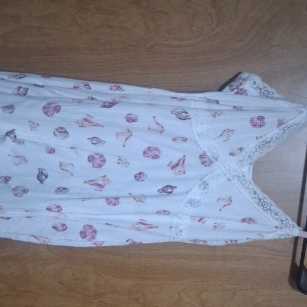 Laura Ashley White Dress with Seashell Pattern